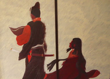 義経の生涯を描いた襖絵